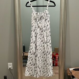 Floral midi corset dress. Size small. Boho flowy slit lace up a line dress